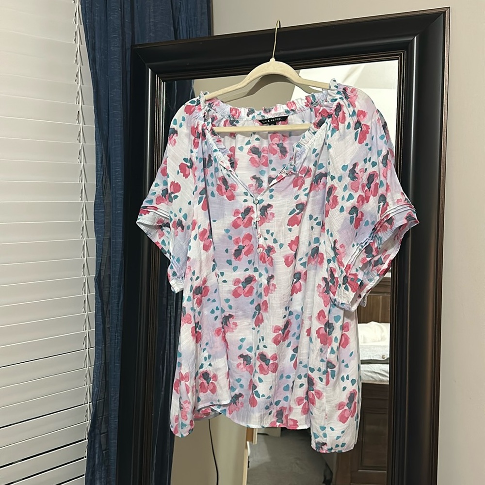 XXL 2x Zac & Rachel floral top sheer